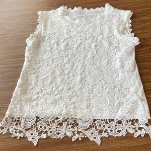 White Lace Sleeveless Top